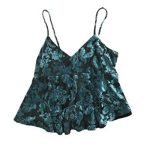 Wild Fable Burnout Velvet Babydoll Camisole Womens LARGE Teal Fairy Y2K Witchy